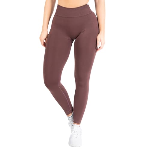 SMILODOX Leggings Damen Slayton Scrunch, Seamless Push-Up Sporthose High Waist V-Shape Bund Sportleggings Invisible Scrunch Blickdicht Yogahose für Fitness Gym Yoga & Alltag, Größe:XL, Color:Braun von SMILODOX