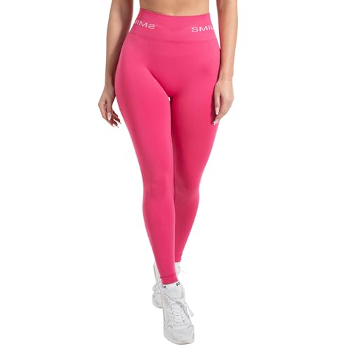 SMILODOX Scrunch Butt Leggings Damen Azura - High Waist Seamless Sporthose - Blickdichte Push-Up Booty Leggins Hose - Squat-Sicher für Sport Yoga Fitness Gym Workout, Größe:M, Color:Pink von SMILODOX