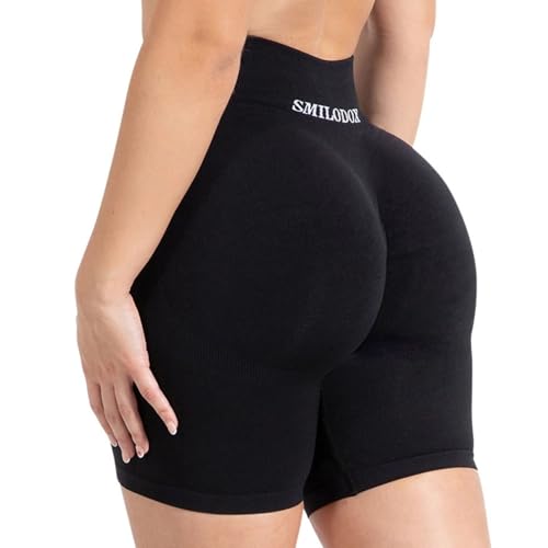 SMILODOX Shorts Damen - Maria Solid Scrunch Kurze Hose - Shaped Fit Sporthose, Hotpants Damen kurz Booty Scrunch, elastischer Bund, angenehm auf der Haut von SMILODOX