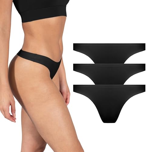 SMILODOX String Slip Felisha 3er Pack, Damen Tanga Shaped Fit, Unterhose mit normalem Bund, Nahtlose, rutschfeste & unsichtbare Seamless Unterwäsche, Eleganter Taillenslip von SMILODOX