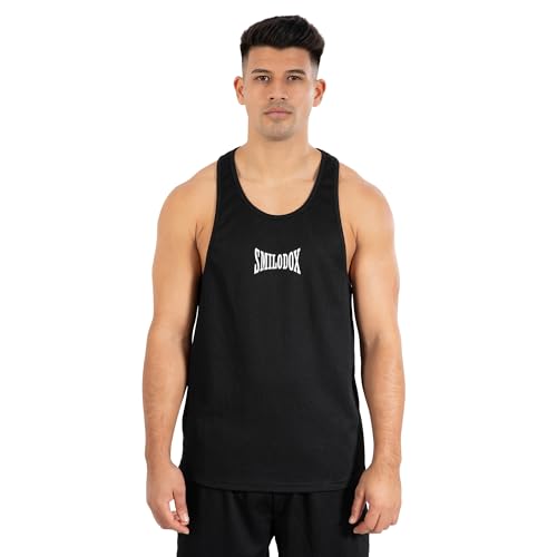 SMILODOX Stringer Herren Classic RIPP, Tank Top mit Rippstruktur, lockeres Racerback Unterhemd, Gym Shirt atmungsaktiv & pflegeleicht, Funktionsshirt mit Label Print für Fitness & Freizeit von SMILODOX