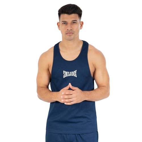 SMILODOX Stringer Herren Classic RIPP, Tank Top mit Rippstruktur, lockeres Racerback Unterhemd, Gym Shirt atmungsaktiv & pflegeleicht, Funktionsshirt mit Label Print für Fitness & Freizeit von SMILODOX