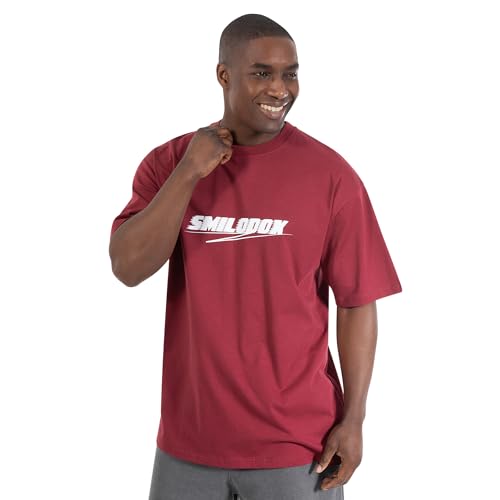 SMILODOX T-Shirt Herren Blake - Oversize Fit T-Shirt für Herren, 100% Baumwolle, Atmungsaktiv & Schnell Trockend, Modisch mit Rundhalsausschnitt, Größe:XL, Color:Bordeaux von SMILODOX