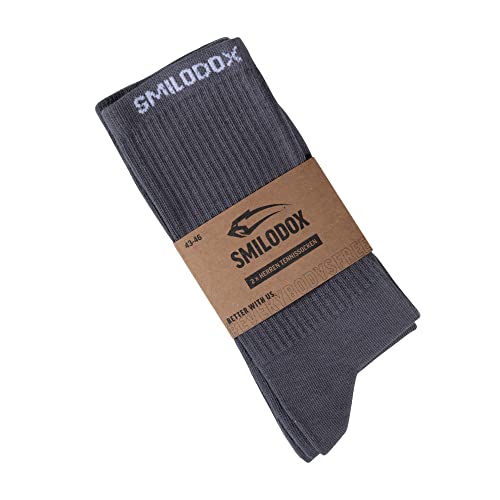 SMILODOX Tennissocken Herren 80% BAUMWOLLE I Hochwertige Material Für Herren in vielen Farben I Perfekt geeignet für Sport, Gym, Fitness & Freizeit I Designed in Hamburg | 39-42, Color,Anthrazit von SMILODOX