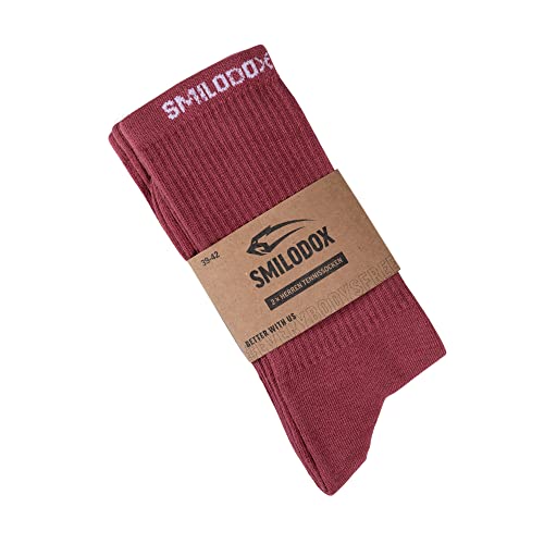 SMILODOX Tennissocken Herren 80% BAUMWOLLE I Hochwertige Material Für Herren in vielen Farben I Perfekt geeignet für Sport, Gym, Fitness & Freizeit I Designed in Hamburg | 43-46, Color,Bordeaux von SMILODOX