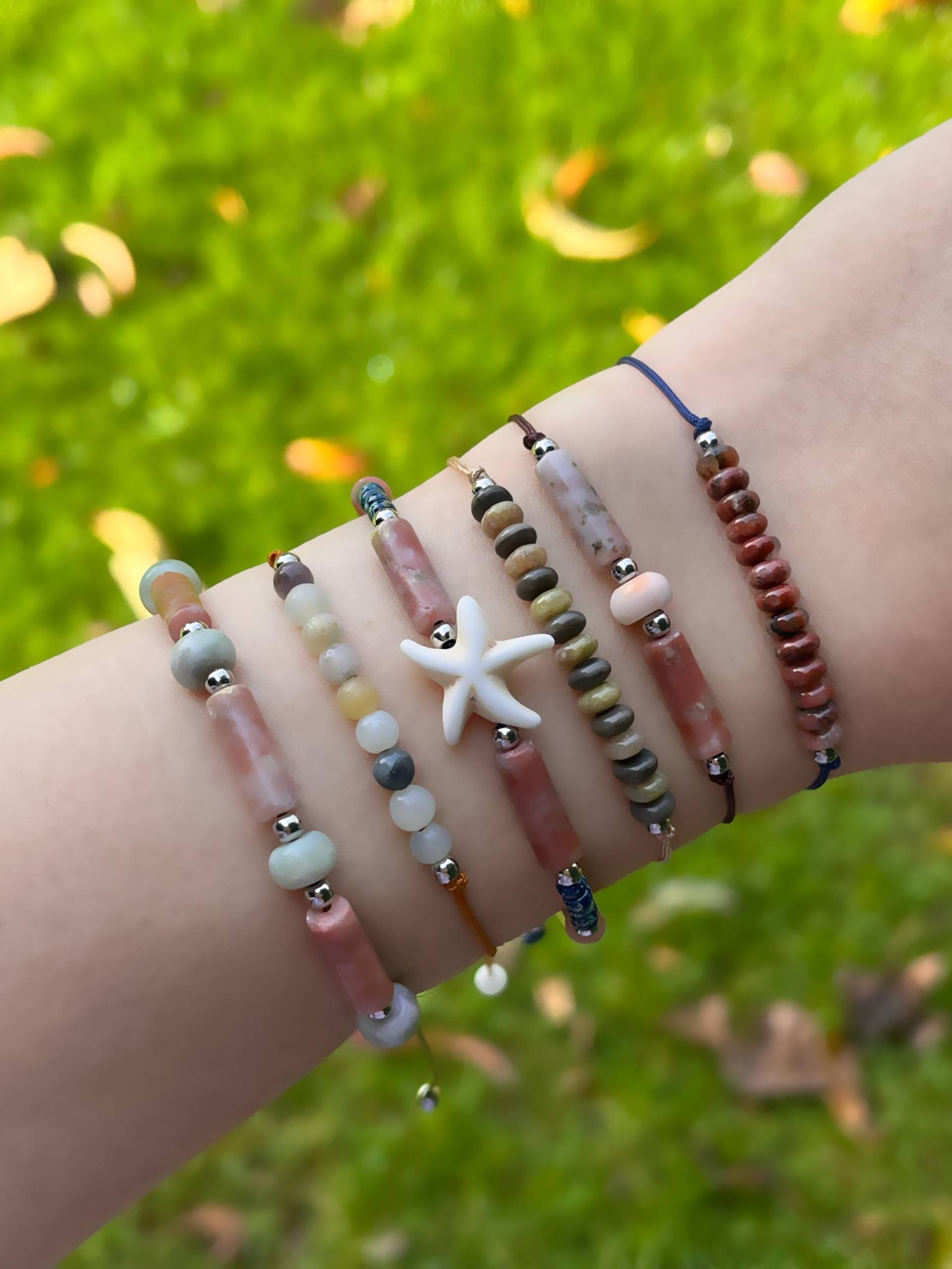 Armband Mit Naturstein Und Edelstahl, Quarz/Jaspis von SMIRAccessoires