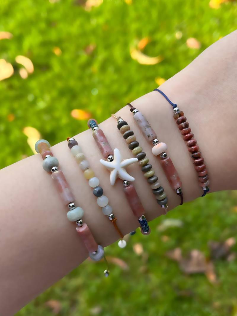 Armband Mit Naturstein Und Edelstahl, Quarz/Jaspis Armband Mit Naturstein Und Edelstahl, Quarz/Jaspis von SMIRAccessoires