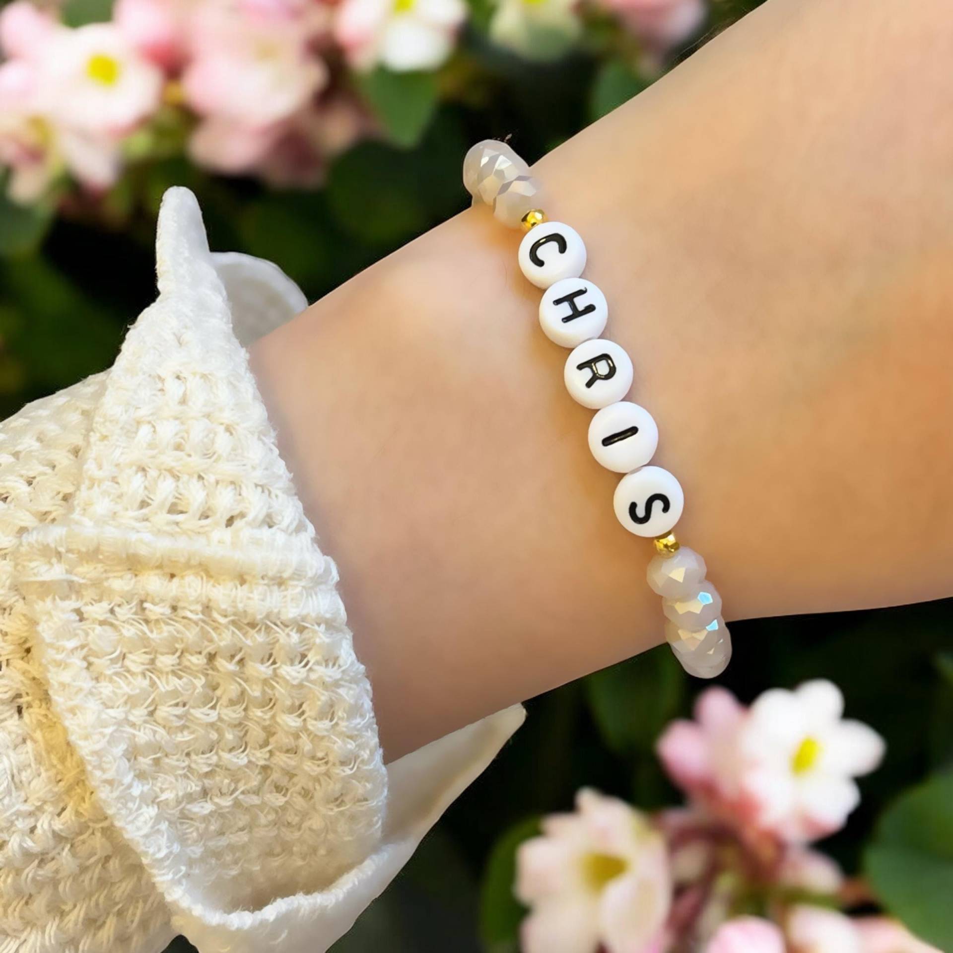Personalisierbares Namensarmband, Taupe von SMIRAccessoires
