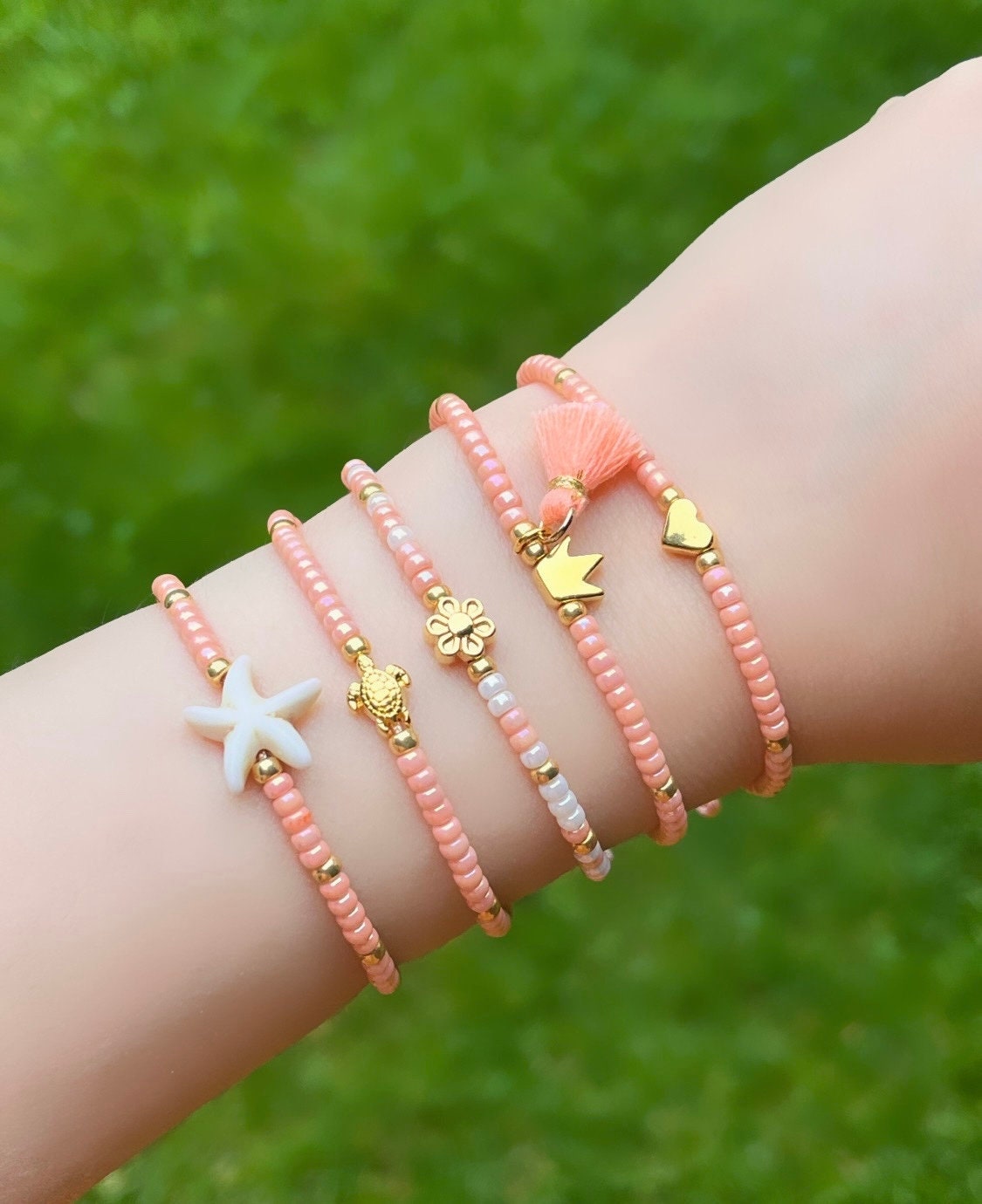 Schönes Blume Armband, Peach von SMIRAccessoires