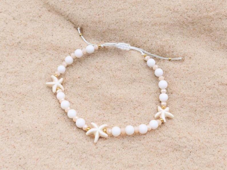 Schönes Seestern Fußband Mit Jade Und Glas von SMIRAccessoires