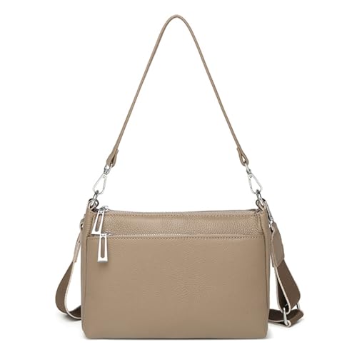 Sursee Hobo-Tasche aus echtem Leder für Damen, Crossbody-Tasche mit zwei Riemen, Khaki, Hobo Bag für Damen, Umhängetasche, Umhängetasche von SMITH SURSEE