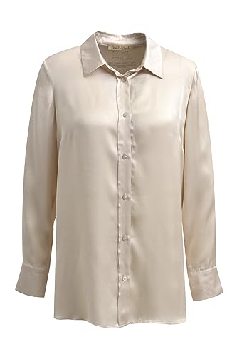 SMITH & SOUL Satin Shirt Collar Blouse Stone - M von Smith & Soul