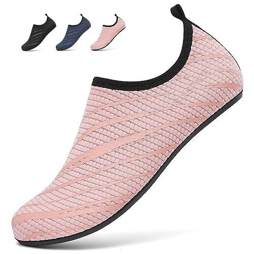 SMITWORLD Badeschuhe Aquaschuhe für Herren Damen rutschfest, Wasserschuhe Strandschuhe für Pool Kajakfahren Angeln (Rosa, 36 EU) von SMITWORLD