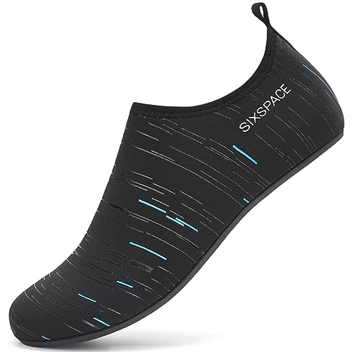 SMITWORLD Badeschuhe Aquaschuhe für Herren Damen rutschfest, Wasserschuhe Strandschuhe für Pool Kajakfahren Angeln (Schwarz Blau, 37 EU) von SMITWORLD