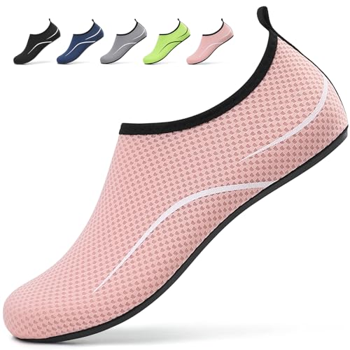 SMITWORLD Badeschuhe Damen Strandschuhe Wasserschuhe für Damen Herren Outdoor, Leicht Schnell Trocknend Schwimmschuhe für Schwimmen Tauchen (Rosa, 40 EU) von SMITWORLD