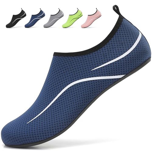 SMITWORLD Badeschuhe Herren Strandschuhe Wasserschuhe für Herren Damen Outdoor, Leicht Schnell Trocknend Schwimmschuhe für Schwimmen Tauchen (Dunkelblau, 42 EU) von SMITWORLD