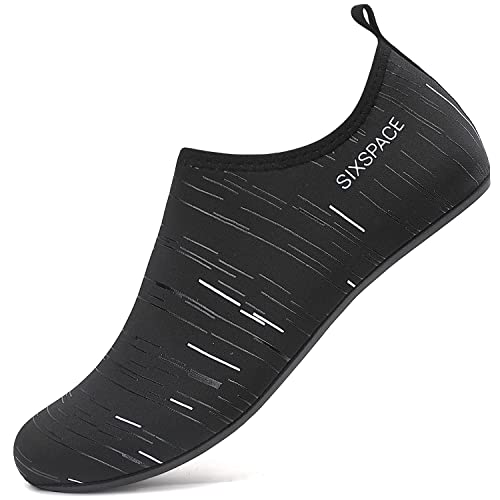 SMITWORLD Herren Badeschuhe Wasserschuhe Schnell Trocknend, Damen Barfuss Schuhe Schwimmschuhe für den Strand Pool Kajakfahren (Schwarz, 38 EU) von SMITWORLD