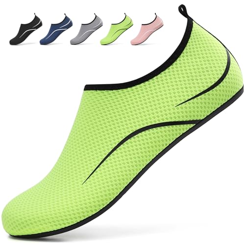 SMITWORLD Herren Damen Barfußschuhe Wasserschuhe rutschfest, Strandschuhe Schwimmschuhe für den Strand Pool (Fluoreszentes Grün, 35 EU) von SMITWORLD