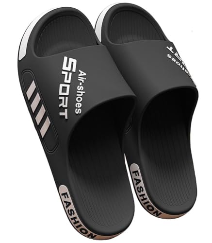 SMIUPIN Pool Strand Rutschen Sandalen für Männer, Bad Dusche Schuhe, Paar Rutschen Hausschuhe Outdoor Indoor, Haus Rutschen Sandalen,45-46,Schwarz&Weiß von SMIUPIN