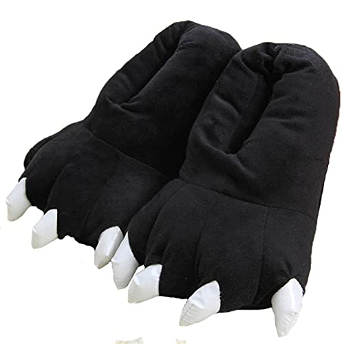 SMIUPIN Tierklaue Hausschuhe Pfote Schuhe für Kinder und Erwachsene Winter warm Unisex Weiche Flanell Dinosaurier Klaue Hausschuhe Heim Cosplay,L,black von SMIUPIN