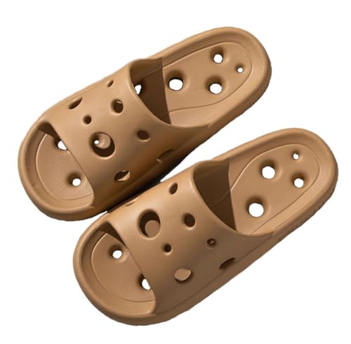 SMIUPIN Uni Duschsandalen Badelatschen mit Abflusslöchern rutschfest leicht Pool Dusche Schuhe, braun, 41/42 EU von SMIUPIN
