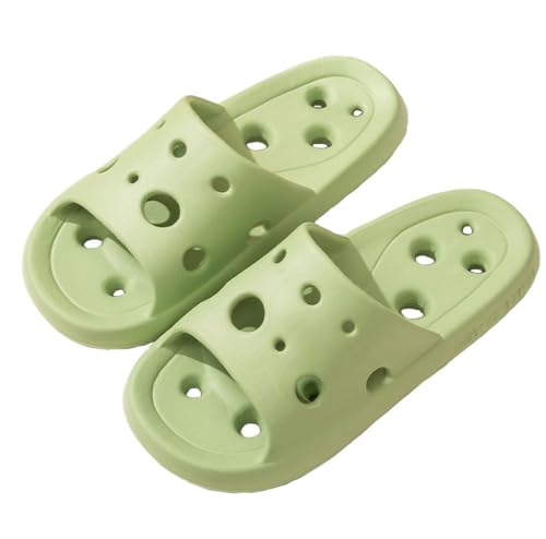 SMIUPIN Uni Duschsandalen Badelatschen mit Abflusslöchern rutschfest leicht Pool Dusche Schuhe, grün, 37/38 EU von SMIUPIN