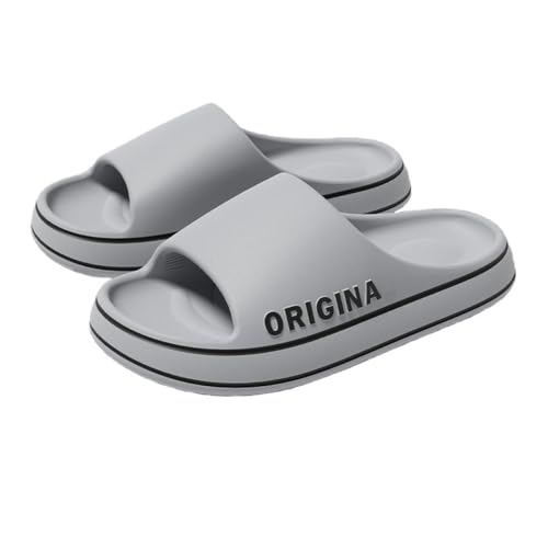 SMIUPIN Unisex-Erwachsene Pantoffeln, weiche Duschschuhe, rutschfeste Bad-Hausschuhe, leicht, Pool-Hausschuhe, GRAU, 9-9.5 Women/8-8.5 Men von SMIUPIN