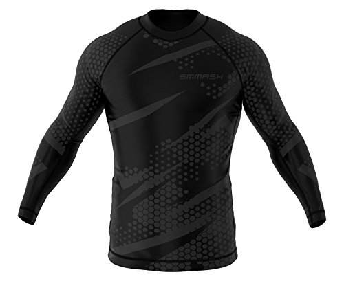 SMMASH Blackout Rashguard Herren Kampfsport Langarm, Sport Longsleeve Atmungsaktiv und Leicht, Sportoberteile für MMA, Krav MAGA, BJJ, Slim Fit Funktionsshirt Herren, Hergestellt in der EU ( von SMMASH