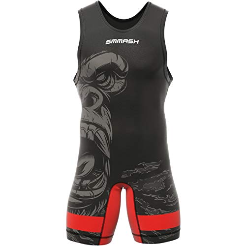 SMMASH Gorilla Ringeranzug für Herren, Wrestling Singlet, Material Atmungsaktiver und Haltbar, Bodysuit mit Gummizug an der Beinöffnung, Ringer Trikot, Hergestellt in der EU (XS) von SMMASH