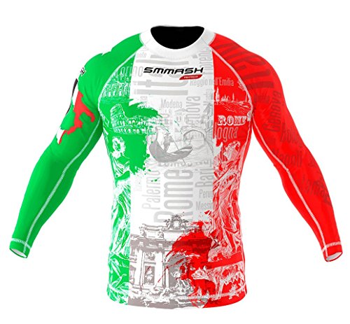 SMMASH Italy Rashguard Herren Kampfsport Langarm, Sport Longsleeve Atmungsaktiv und Leicht, Sportoberteile für MMA, Krav MAGA, BJJ, Slim Fit Funktionsshirt Herren, Hergestellt in der EU ( von SMMASH