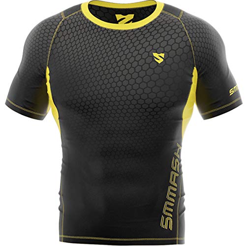 SMMASH Kompressionsshirt Funktionsshirt Herren Kurzarm Sportshirt Laufshirt Kurzarmshirt Second Skin Technologie Atmungsaktiv Schnelltrockend von SMMASH