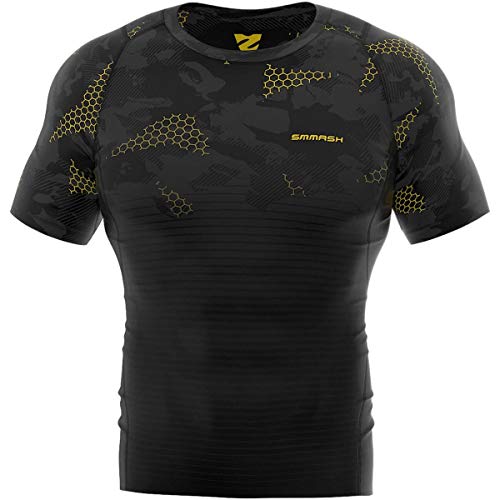 SMMASH Kompressionsshirt Funktionsshirt Herren Kurzarm Sportshirt Laufshirt Kurzarmshirt Second Skin Technologie Atmungsaktiv Schnelltrockend von SMMASH