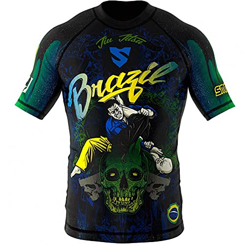 SMMASH Funktionsshirt Herren Rashguard Kurzarm Sportshirt MMA Thaibox Muay Thai Kickboxen Atmungsaktiv Abriebfest von SMMASH