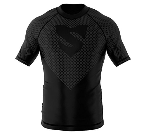 SMMASH Kurzarmes Rashguard für Herren, Funktionsshirt MMA BJJ Kickboxen Thai Box Cross-Training Fitness, Atmungsaktiver T-Shirt, Professionelle Sportbekleidung für Männer mit silbernen Ionen-Fasern von SMMASH