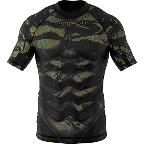 SMMASH Funktionsshirt Herren Rashguard Kurzarm Sportshirt MMA Thaibox Muay Thai Kickboxen Atmungsaktiv Abriebfest von SMMASH