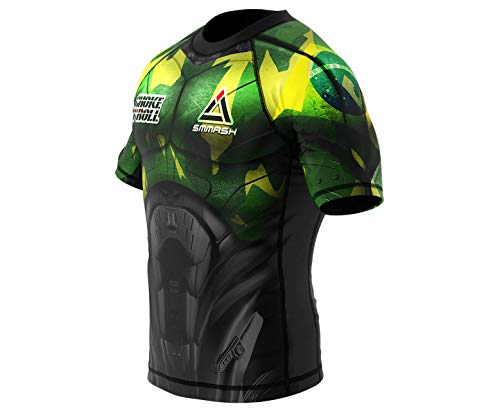 SMMASH Funktionsshirt Herren Rashguard Kurzarm Sportshirt MMA Thaibox Muay Thai Kickboxen Atmungsaktiv Abriebfest von SMMASH