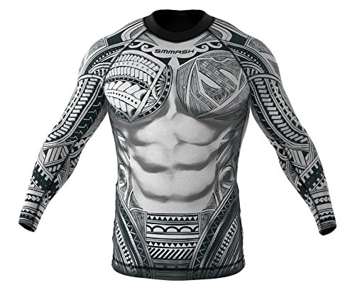 SMMASH Maori Armour Herren Kampfsport Langarm, Sport Longsleeve Atmungsaktiv und Leicht, Sportoberteile für MMA, Krav MAGA, Slim Fit Funktionsshirt Herren, Hergestellt in der EU (L) von SMMASH