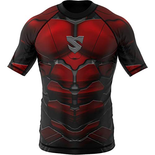 SMMASH Funktionsshirt Herren Rashguard Kurzarm Sportshirt MMA Thaibox Muay Thai Kickboxen Atmungsaktiv Abriebfest von SMMASH