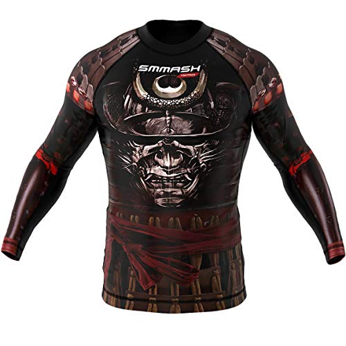 SMMASH Samurai Rashguard Herren Kampfsport Langarm, Sport Longsleeve Atmungsaktiv und Leicht, Sportoberteile für MMA, Krav MAGA, BJJ, Slim Fit Funktionsshirt Herren, Hergestellt in der EU (XXXL) von SMMASH