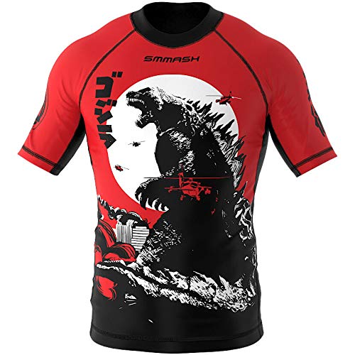 SMMASH Zilla Rashguard Junge Kampfsport Kurze, Kids Sport Longsleeve Atmungsaktiv und Leicht, Sportoberteile Kinder für MMA, Krav MAGA, Slim Fit Funktionsshirt, Hergestellt in der EU (L) von SMMASH