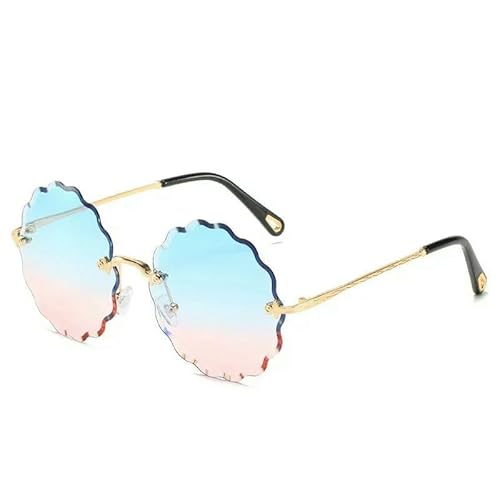 SMMZRF Sonnenbrille Übergroße Runde Sonnenbrille Frauen Blumenmuster Mode Rahmenlose Fahrbrille Uv400-Lf-Mit Box SMMZRF Sonnenbrille Übergroße Runde Sonnenbrille Frauen Blumenmuster Mode Rahmenlose Fahrbrille Uv400-Lf-Mit Box von SMMZRF