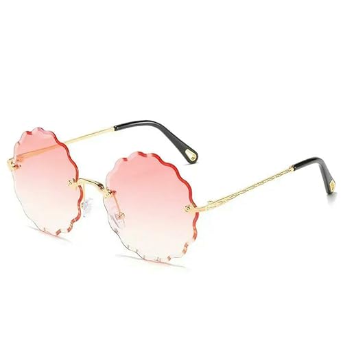 SMMZRF Sonnenbrille Übergroße Runde Sonnenbrille Frauen Blumenmuster Mode Rahmenlose Fahrbrille Uv400-Pk-Mit Box SMMZRF Sonnenbrille Übergroße Runde Sonnenbrille Frauen Blumenmuster Mode Rahmenlose Fahrbrille Uv400-Pk-Mit Box von SMMZRF