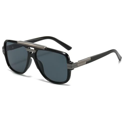 Sonnenbrille Herren Mode Retro Square Mirror Luxus -Gradient Sonnenbrille Uv400 Eyewear-C5-Mit Box von SMMZRF