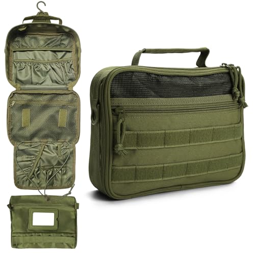 SMONT Herren-Kulturbeutel mit doppelseitigem offenem Design, Reise-Kulturbeutel, Organizer, Rasier-Hygiene-Tasche, Badezimmer, zum Aufhängen, Kulturbeutel für kurze Reisen, taktischer Kulturbeutel von SMONT