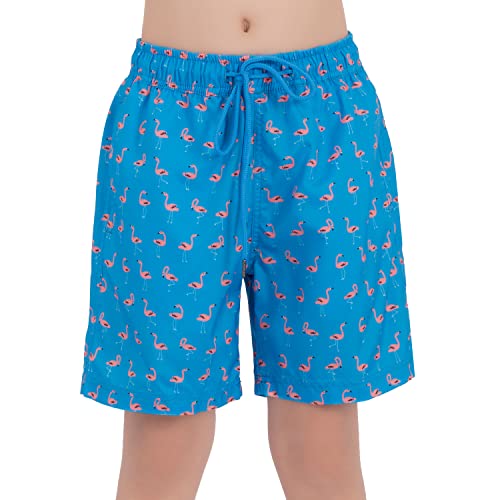 SMONTY Badehose Jungen Badeshorts für Jungen von 7-14 Jahren für Strand und Pool(Flamingo, 122-128cm) von SMONTY