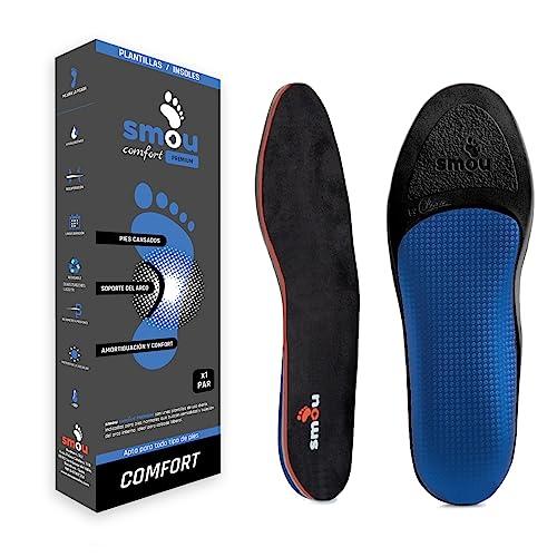 SMOU COMFORT PREMIUM Einlegesohlen für Damen und Herren | Gel und Memory-Schaum mit Fußgewölbeunterstützung | Speziell für Arbeitsstiefel | Hohe Unterstützung und Dämpfung Fußbett und Ferse (39-40 EU) von SMOU