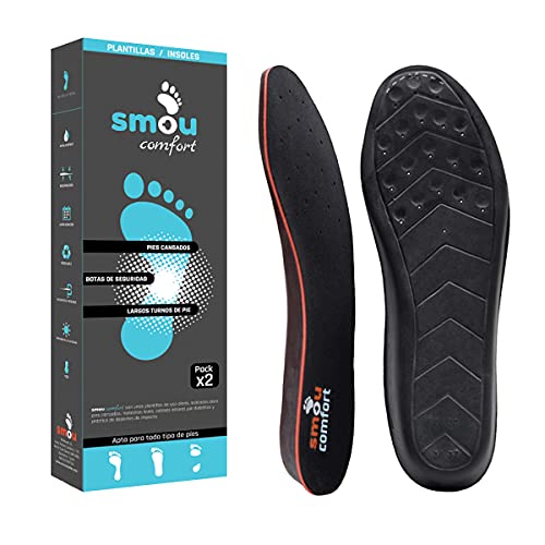 SMOU COMFORT Schuh einlegesohlen gel | Anti schweiß |Schuheinlagen mit memory foam | Ideal wie einlegesohlen arbeitsschuhe | Gel einlegesohlen Herren-Damen | große Dämpfung (46-47 EU) von SMOU