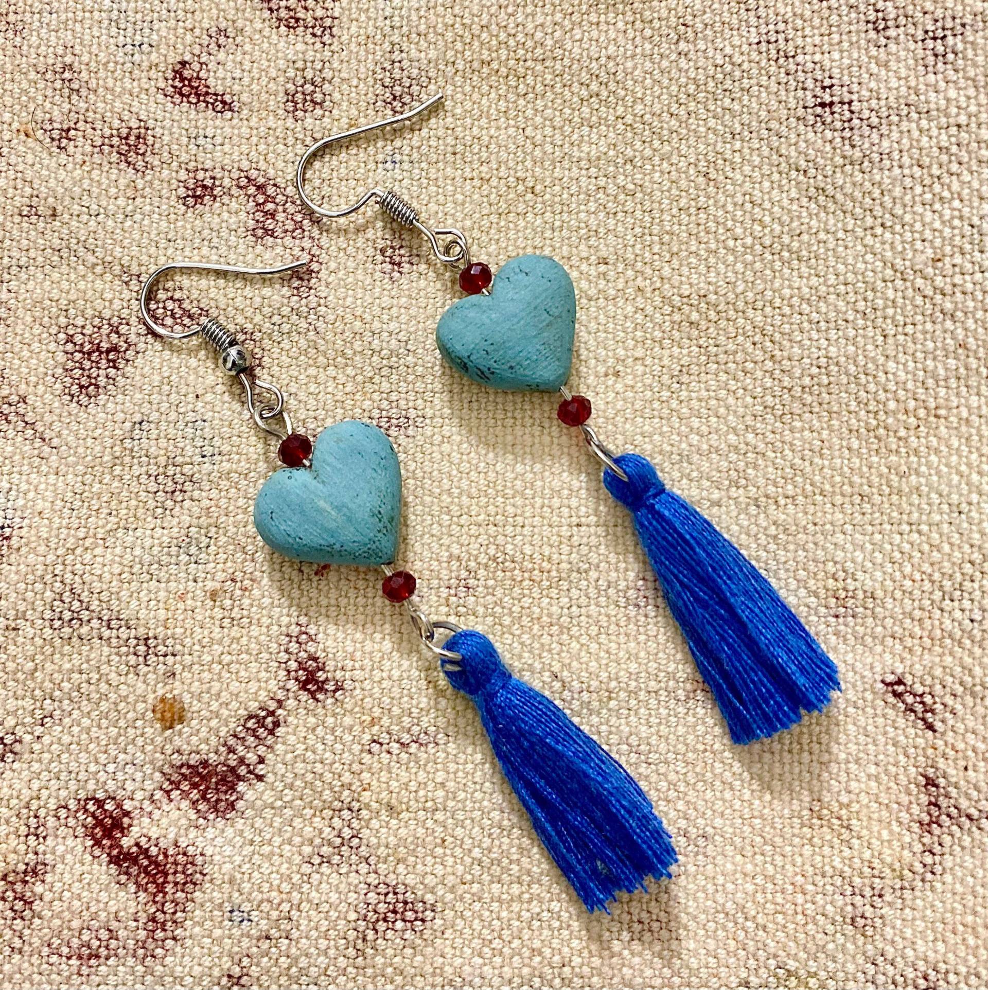 Keramik Ohrringe Handgemachte Schmuck Blau Herz Ohrring Geschenk Für Liebe, Valentinstag Geschenk, Liebhaber, Liebe von SMPersianArt