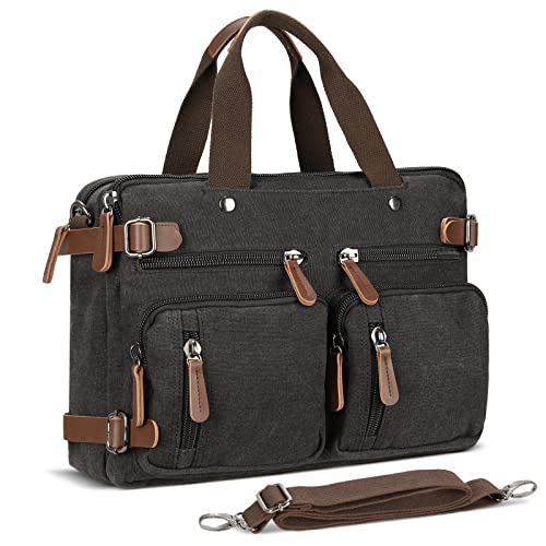 SMRONAR Laptoptasche 15 Zoll, 3 in 1 Canvas Messenger Rucksack, Laptop Schulterrucksack, Herren Aktentasche, Damen Handtaschen, Sport Outdoor Reisetaschen Wasserdicht Laptop Tasche von SMRONAR