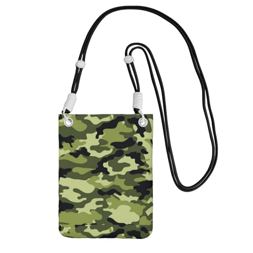 Kleine Crossbody-Geldbörse, zum Tragen einer Handytasche, diagonal, Camouflage-Grün, Mini-Schultertasche, Geldbörse, Smartphone-Geldbörse von SMSJTMWHN